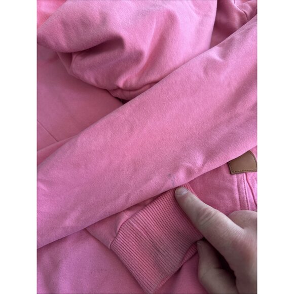 Wanakome Pink Cowl Neck Hoodie L Leather Patch Pullover Canada Sweatshirt - Picture 11 of 11
